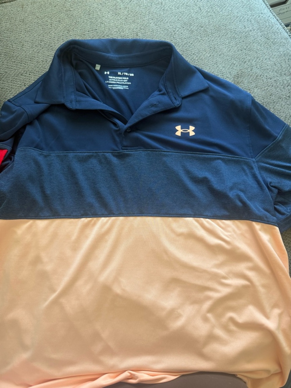 Under Armour Men’s Navy and Peach Colorblock Polo